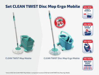 LEIFHEIT Grīdas uzkopšanas komplekts Clean Twist Disc Mop Ergo Mobile (1052102)