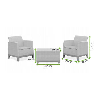 Комплект садовой мебели Scandi Forma Balcony Set, цвет галька/светло-бежевый (29214711ECO)
