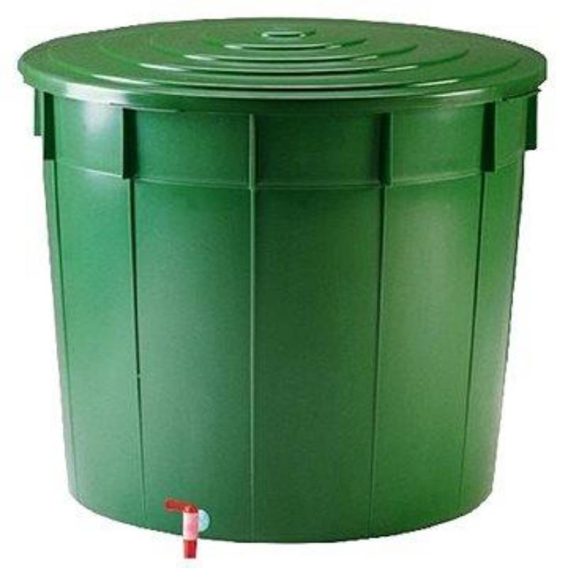 Бочка для воды 500 л с крышкой и краном, Ø100x85 см, зеленая. (2144515)