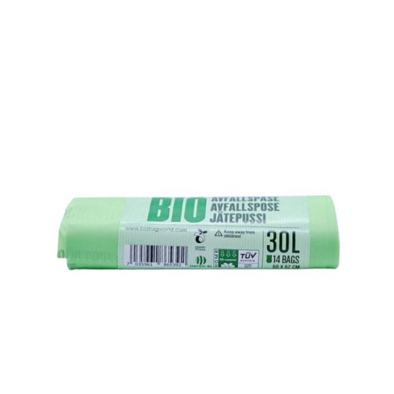 Компостируемые мусорные пакеты BioBag 30 л (14 шт. в рулоне) 16 м², 50х57 см, зеленые. (35186539)