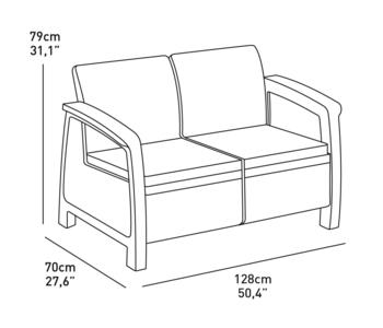 Dārza dīvāns divvietīgs Corfu Love Seat pelēks (29197359939)