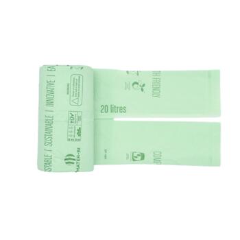 Компостируемые мусорные мешки BioBag 20 л (20 шт. в рулоне) 15 мкр. 42 x 54 см, зеленые. (35186836)