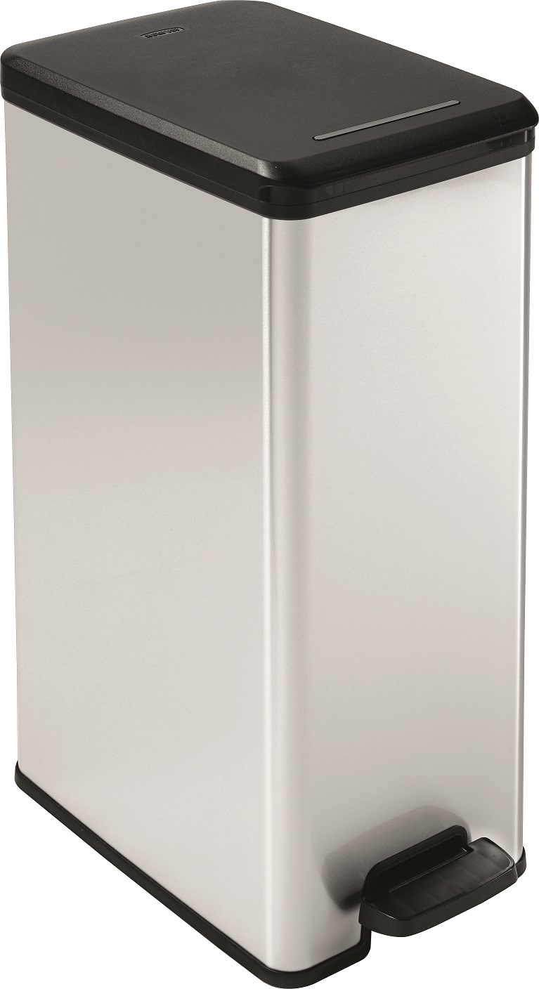 Мусорное ведро с педалью металлизированное Slim Bin 40L silver (0802340582)