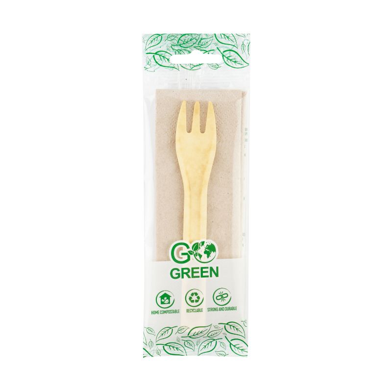 Kompostējams piknika komplekts (dakša, salvete) Go Green / 0,01kg (1901143)