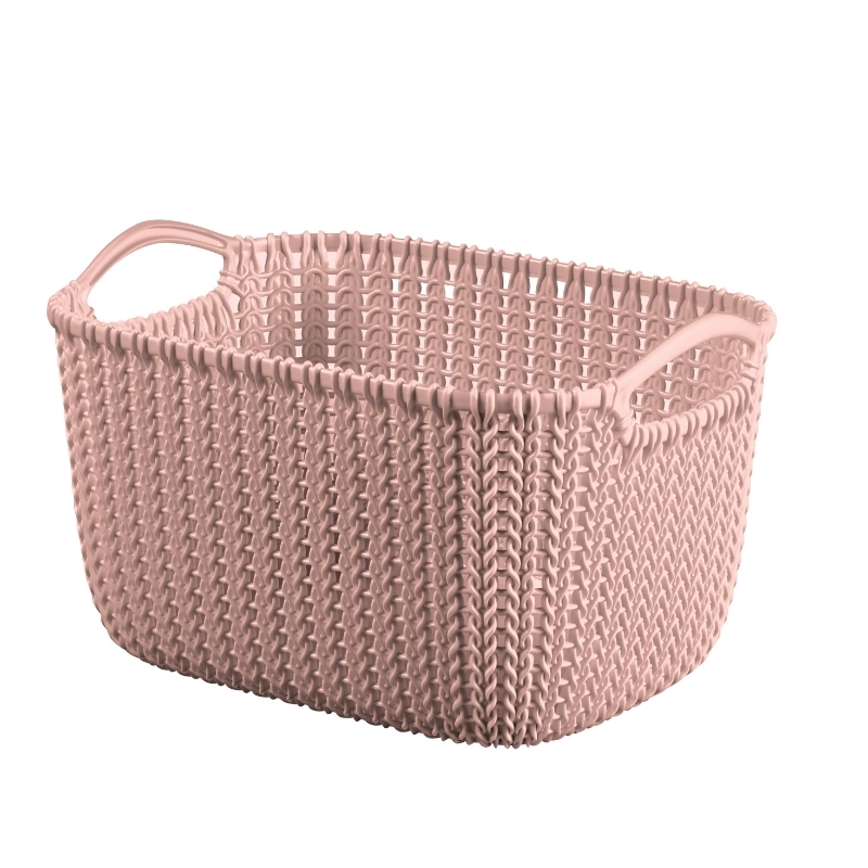 Корзина вязаная S прямоугольник 8L 30x22x17см розовая  (0803674204)