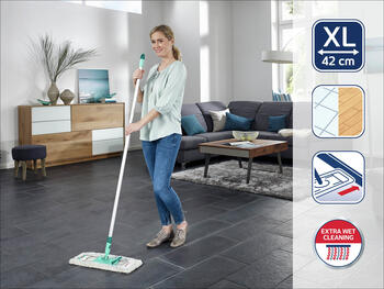LEIFHEIT Щетка для пола с алюминиевой ручкой Profi XL micro duo 42см (1055045)