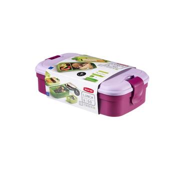 Pārtikas trauks taisnstūris ar galda piederumiem 1,4L Lunch&Go violets (0800768B35)