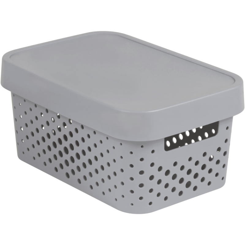 Ящик перфорированный с крышкой Infinity Recycled 4,5л 27x19x12cм серый (0804760099)