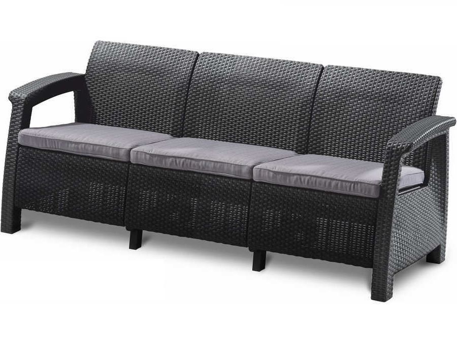 Садовый диван трехместный Corfu Love Seat Max серый (29197959939)