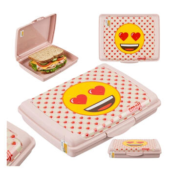 Pārtikas uzglabāšanas trauks deco-click-box mini 0,5L Carla "Emoji Hearts" 17x13x3,5cm rozā (0610704581352)