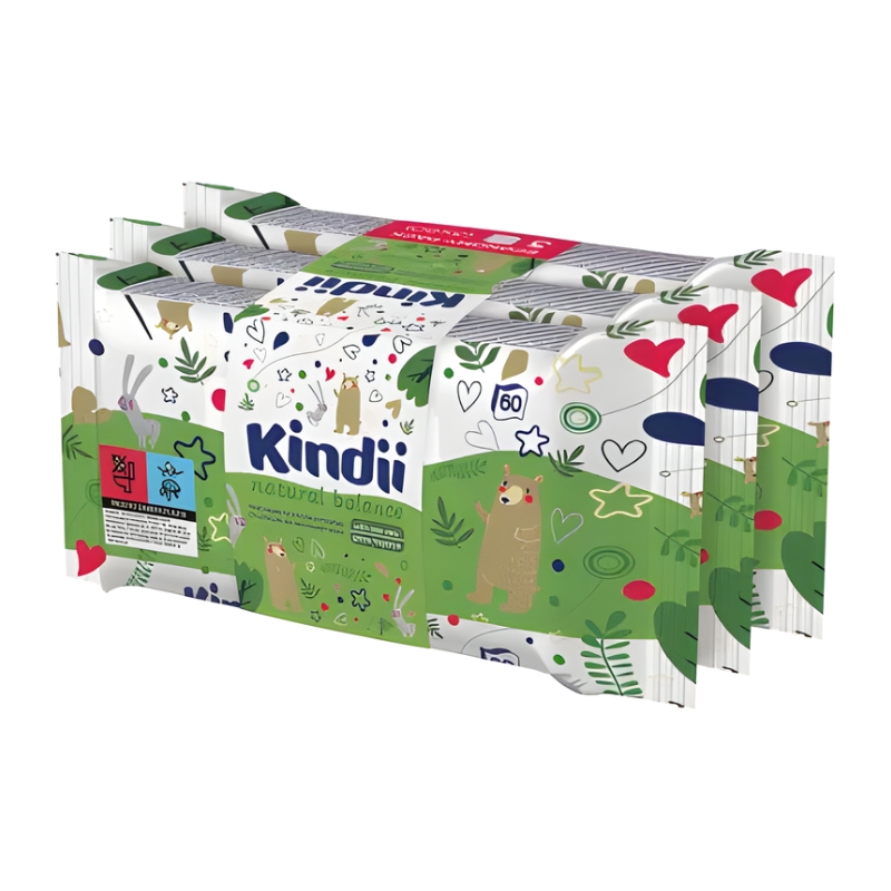 Mitro salvešu komplekts mazuļiem Kindii Natural Balance 3x60 gab. (2220222254)