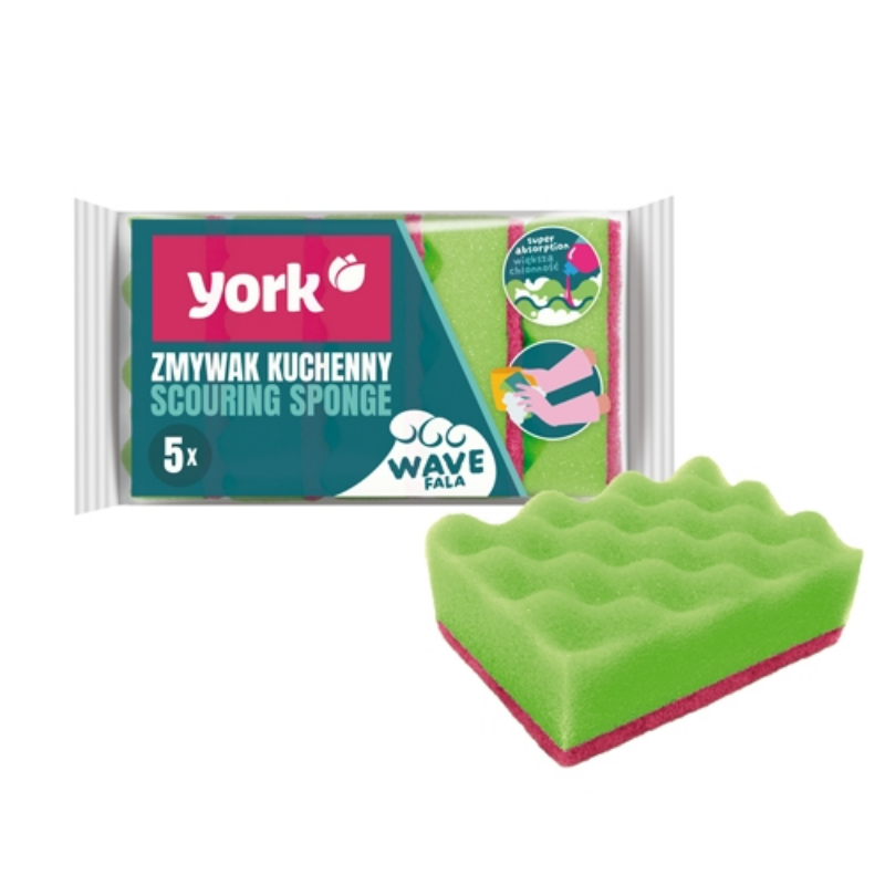 Губка для мытья посуды Wave, 4+1 шт., 10x7x3 см (36030220)