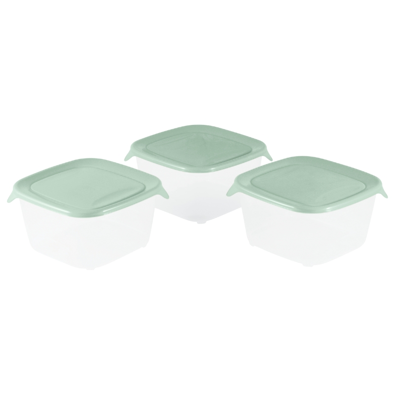 Pārtikas trauciņu komplekts 3 gab. kvadrāts 3x1,2L Fresh&Go zaļš (0808560A87)
