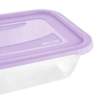 Pārtikas trauciņu komplekts taisnstūrveida 3x2,4L Fredo „Fresh“ caurspīdīgs/maigi violets (0630679525)