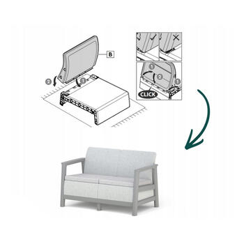 Dārza dīvāns divvietīgs Scandi Linea 2 Seater Sofa gaiši pelēks/tumša tērauda pelēks (29214640ECN)