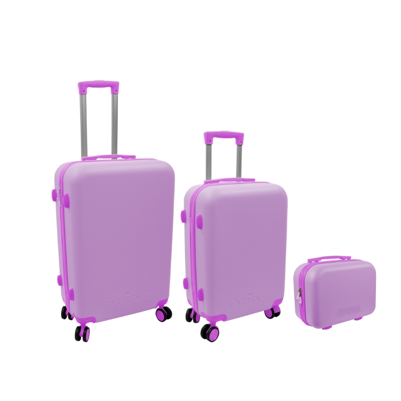 Čemodānu komplekts 3 gab. 60L (42x25x64cm) + 43L ( 36x23x56cm)+ 15L (24x17x33cm) rozā (128228005)