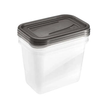 Pārtikas trauciņu komplekts taisnstūrveida 3x1L Fredo „Fresh“ caurspīdīgs/kristāla pelēks (0630674827)