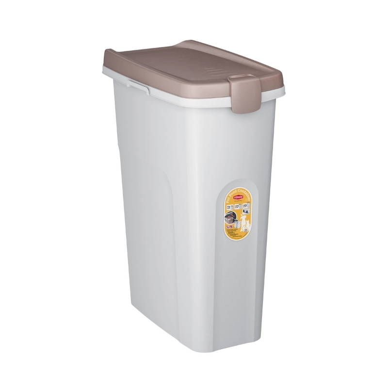 Trauks ar riteņiem mājdzīvnieku barības uzglabāšanai 15kg 40L 45x27x61cm balts/gaiši pelēks (2198501)