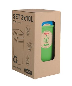 Комплект мусорников, без крышки Deco Flip Bin 3x10L синий / зеленый / желтый (0802173999)