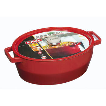 Čuguna katls 5,8L Pyrex ovāls 33x25cm sarkans (33SC5AC33)