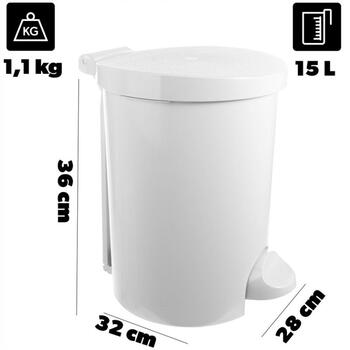 Pedāļspainis 15L 33,5x27,5x36,2cm balts (0814011026)