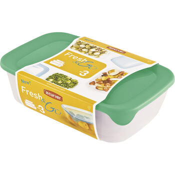 Pārtikas trauciņu komplekts 3 gab. taisnstūris 2+1+0,5L Fresh&Go mix (0808026999)