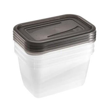 Pārtikas trauciņu komplekts taisnstūrveida 4x0,75L Fredo „Fresh“ caurspīdīgs/kristāla pelēks (0630673827)