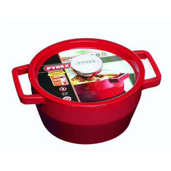 Чугунная кастрюля 3,6 л Pyrex круглая Ø24 см красная (33SC5AC24)