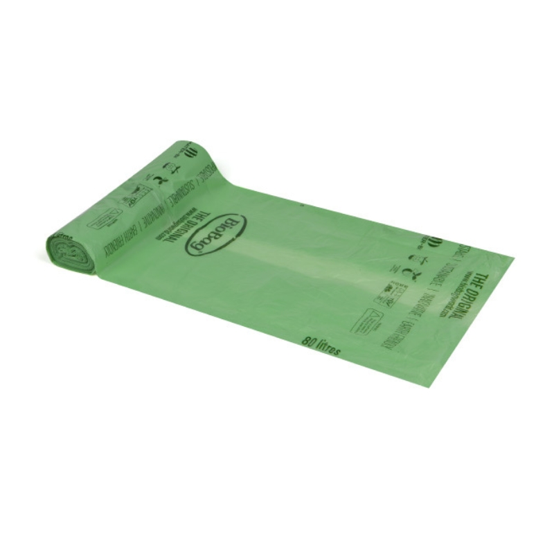 Компостируемые мусорные пакеты BioBag 80л (20 шт. в рулоне) 17мкр. 82х125см зеленые (35186580)