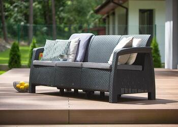 Садовый диван трехместный Corfu Love Seat Max серый (29197959939)