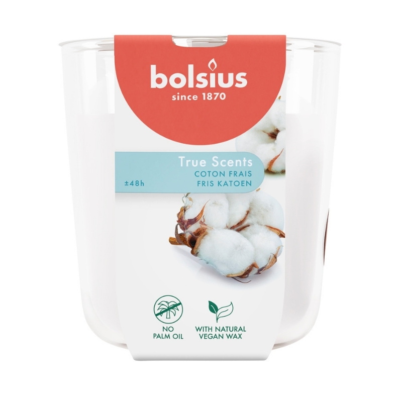 Ароматическая свеча. Стеклянный флакон. True Scents Ø97x85 мм, свежий хлопок. (37940371)