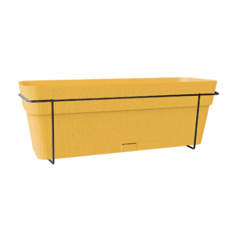 Balkona komplekts ar automātiskās laistīšanas sistēmu un metāla balstu 50x18x17cm sinepju dzeltens (2168404)