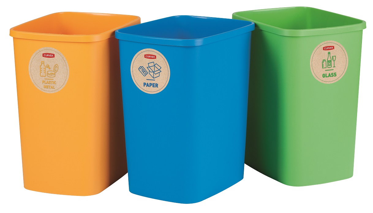 Atkritumu spaiņu bez vāka komplekts Deco Flip Bin 3x25L zils/zaļš/dzeltens (0802174999)