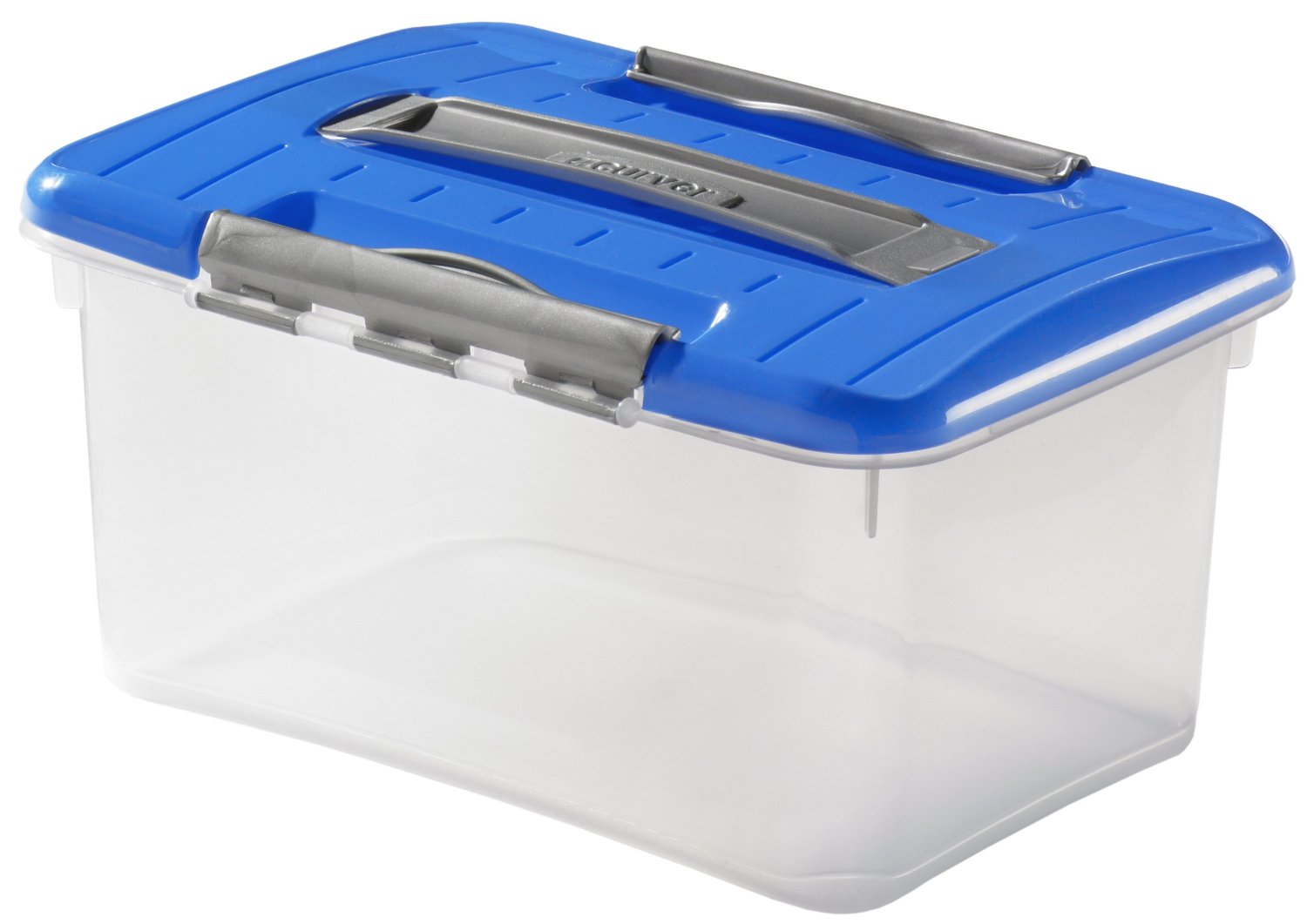 Коробка с крышкой и ручкой Hobby Optima 15л 37,4x28x21cм прозр./синяя (0800032376)