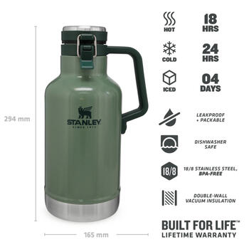 Alus krūka Stanley The Easy-Pour Growler Classic 1,9L zaļa (2801941067)