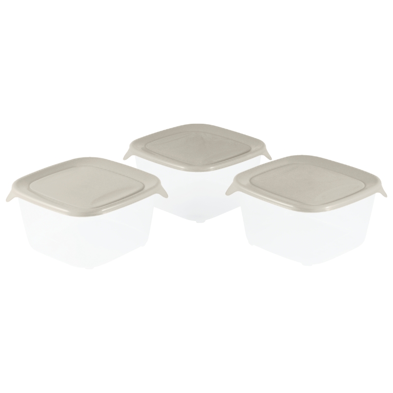 Pārtikas trauciņu komplekts 3 gab. kvadrāts 3x1,2L Fresh&Go bēšs  (0808560W07)