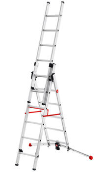 Kāpnes kombinējamās S100 Hailo ProfiLOT / alumīnija / 2x6+1x5 pakāpieni (039306507)