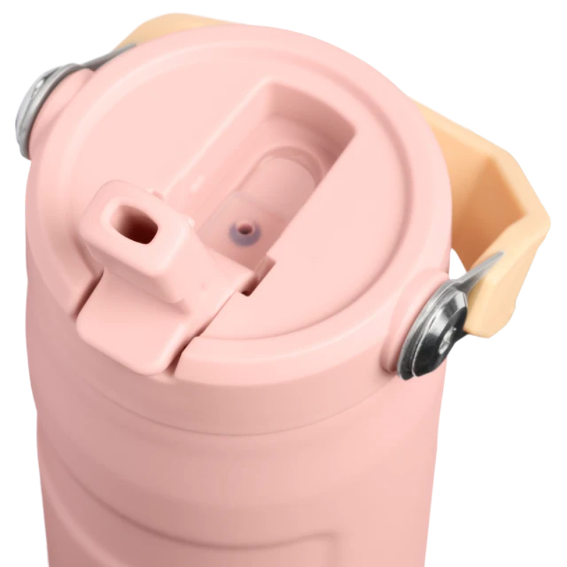 Termopudele ar salmiņu The IceFlow Bottle Flip Straw 2.0 0,47L persiku rozā (28121100215)