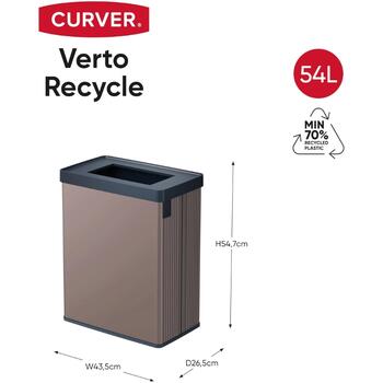 Прямоугольный металлизированный мусорный бак Verto Recycle 54 л жемчужно-розовый (0800395Y82)