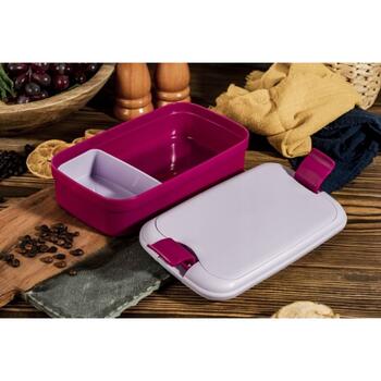 Pārtikas trauks taisnstūris ar galda piederumiem 1,4L Lunch&Go violets (0800768B35)