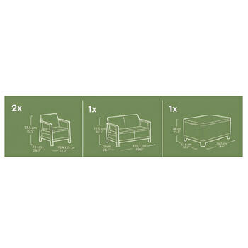 Dārza mēbeļu komplekts Scandi Linea 2 Seater Set gaiši pelēks/tumša tērauda pelēks (29214644ECN)