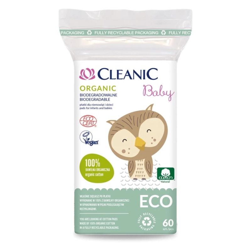 Vates spilventiņi mazuļiem Cleanic Baby Eco 60 gab. (2210300101)