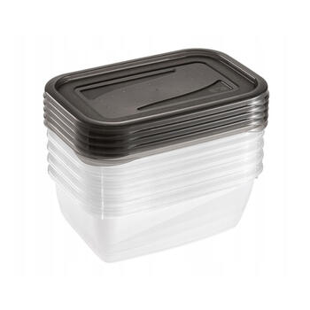 Pārtikas trauciņu komplekts taisnstūrveida 5x0,5L Fredo „Fresh“ caurspīdīgs/kristāla pelēks (0630672827)