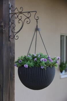 Горшок для цветов подвесной Hanging Sphere Planter серый (29199246939)