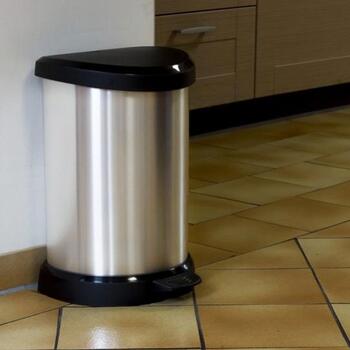 Мусорное ведро с педалью металлизированное Deco Bin 15л серебряный  (0802120582)
