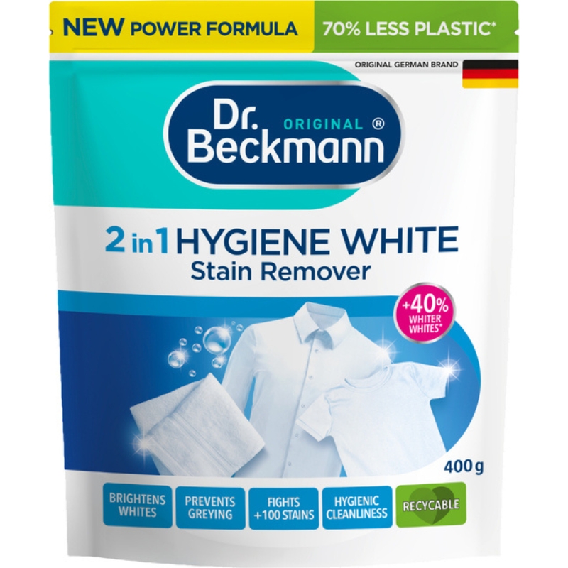 Traipu tīrīšanas pulveris gaišiem audumiem Hygiene White 2in1 400g (1860332)