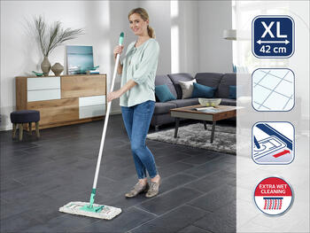 LEIFHEIT Щетка для пола с алюминиевой ручкой Profi XL cotton plus 42см (1055020)
