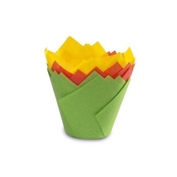 Kēksiņu papīra formiņas tulpes formas 12 gab. krāsainas Easy Bake Ø 7,5 x 8 cm (1415752)