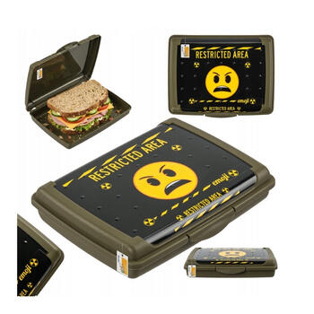 Pārtikas uzglabāšanas trauks deco-click-box mini 0,5L Carla "Emoji Danger" 17x13x3,5cm olīvu krāsā (0610704323353)