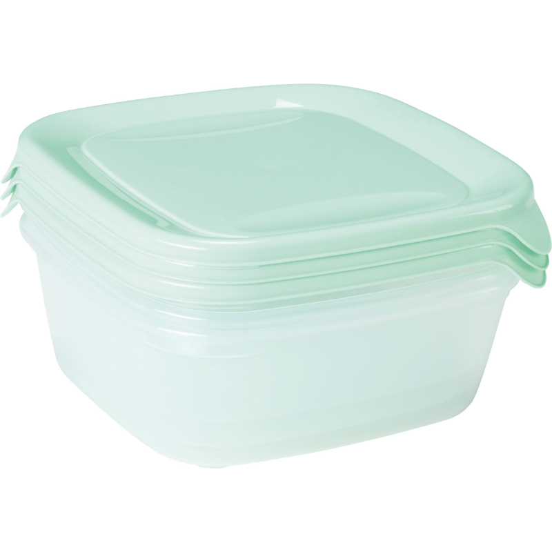 Pārtikas trauciņu komplekts 3 gab. kvadrāts 3x0,8L Fresh&Go piparmētru zaļš (0808559X51)